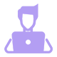 Icono de persona con portátil, disponible para proyectos