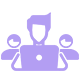 Icono de equipo de tres personas, experiencia en sectores reales