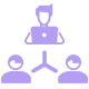 Icono de dos personas trabajando, colaboración con empresas y equipos